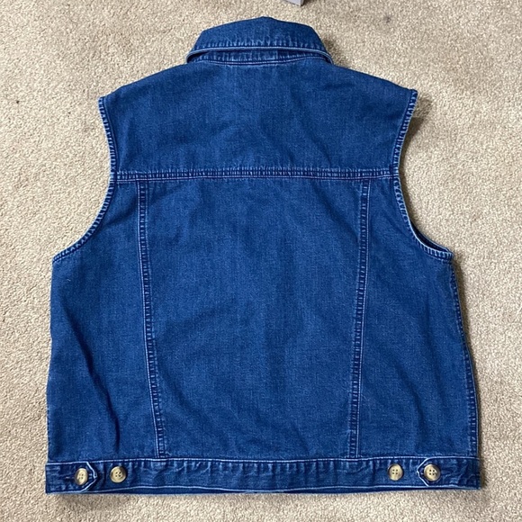 Talbots Denim Sleeveless Button Down Vest Top Size M Petite - Picture 2 of 4